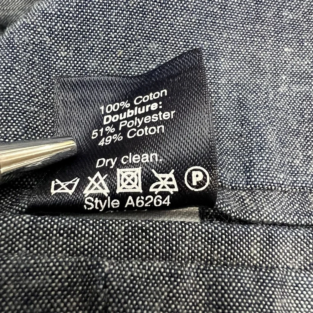 J. Crew Blazer Sport Coat Mens Sz Small (36-38R)‎ Cotton Grayish Navy Chambray
